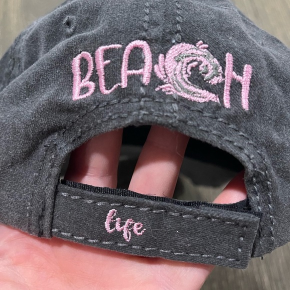 Beach Life Cap Baseball Trucker Dad Hat Embroidered Funky Distressed Gray - Picture 4 of 6